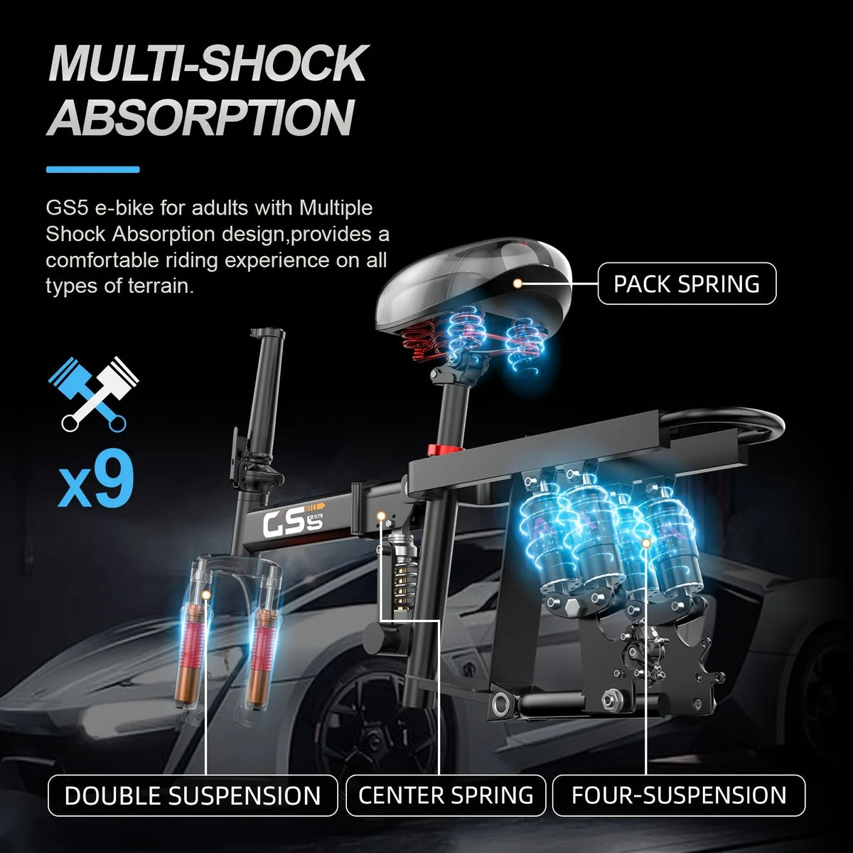 Uplee GS5 500W Folding Electric Bike 48V 15Ah Removable Battery