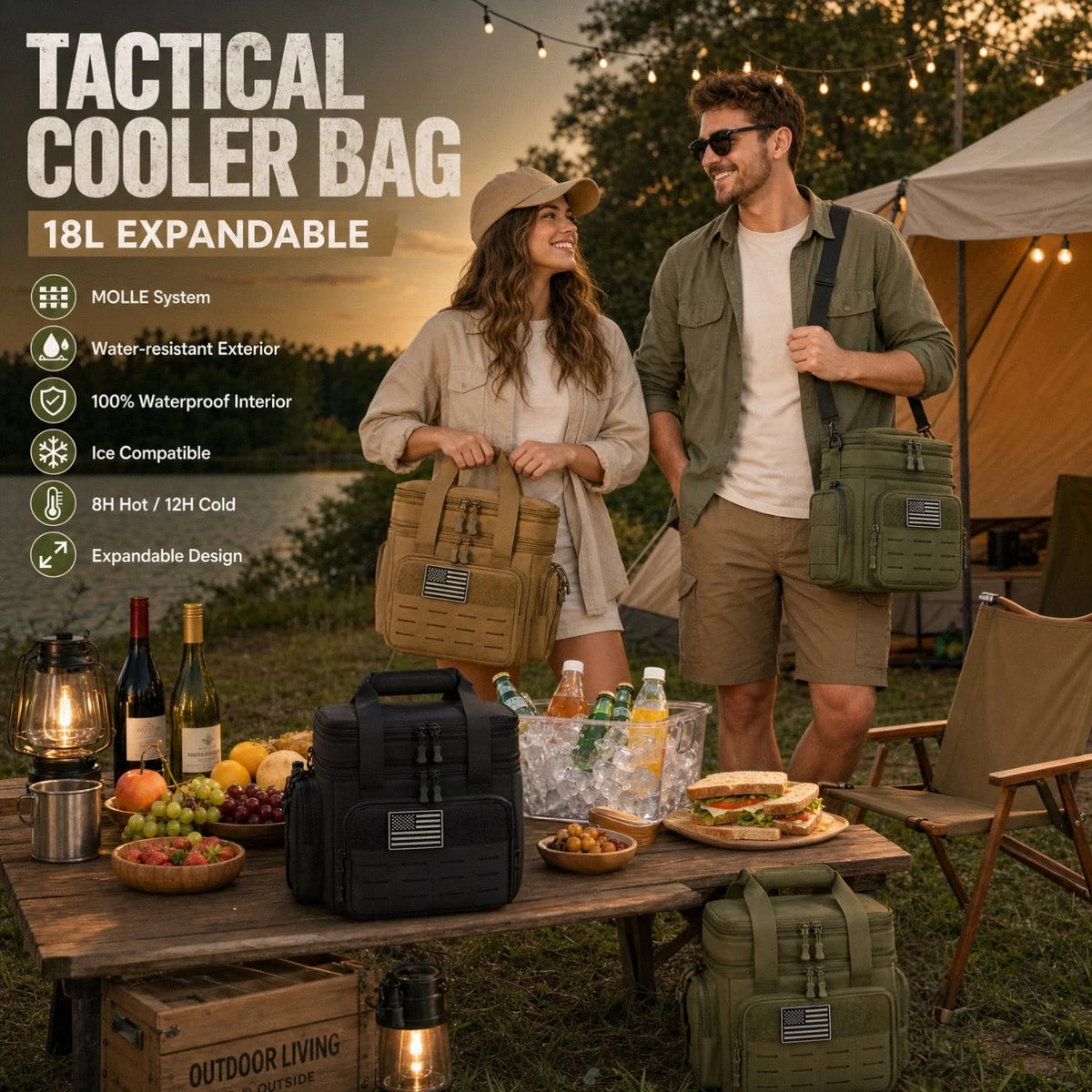 ReFire Gear Insulated Tactical Cooler Bag For Outdoor Picnics