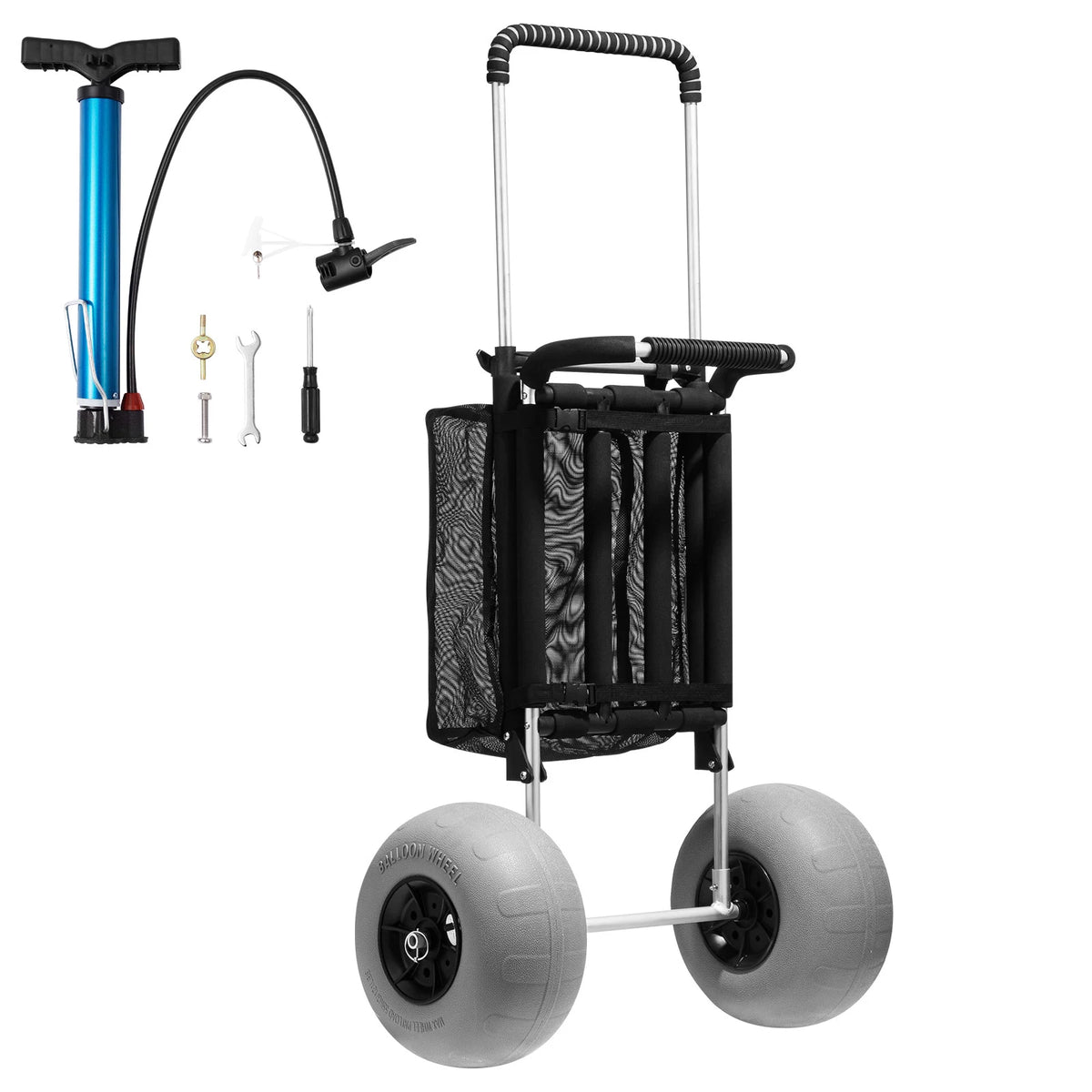 SucceBuy Folding Beach Cart With Balloon Wheels For Sand