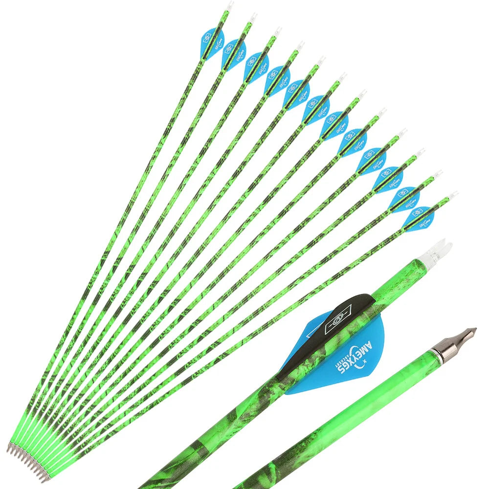 Reliable Mixed Carbon Archery Arrows Featuring Durable Rubber Feathers