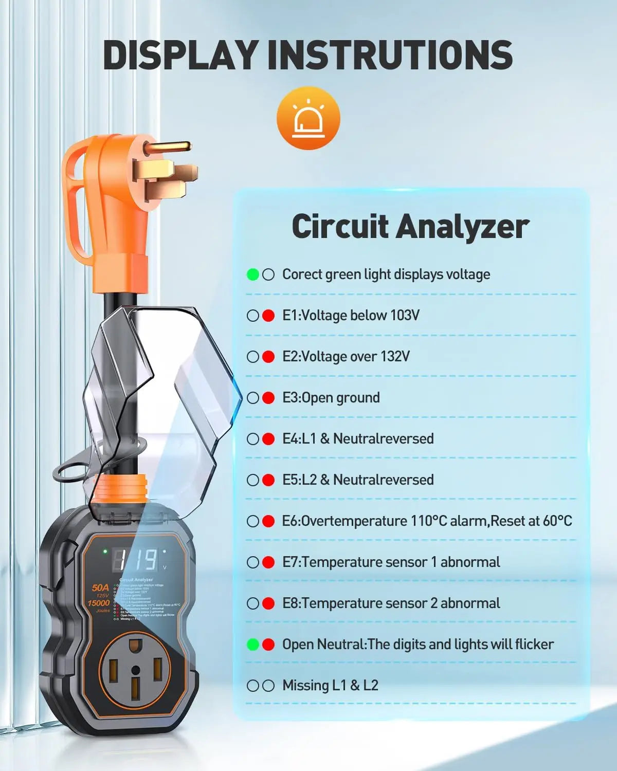 RV Surge Protector With Smart LED Display And Voltage Protection