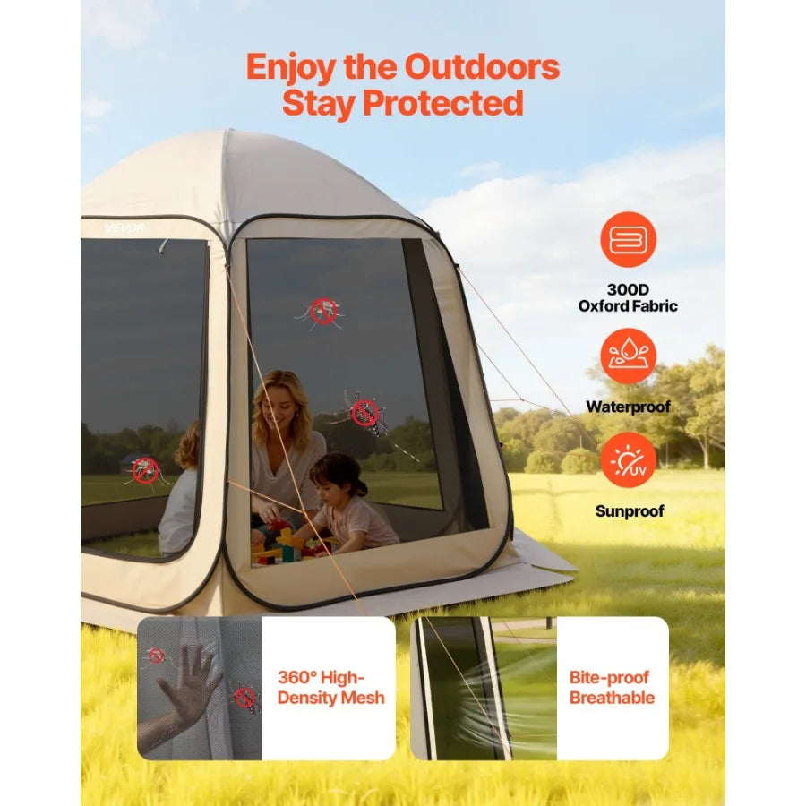 Portable Screen House Tent Pop Up Canopy Double Layer