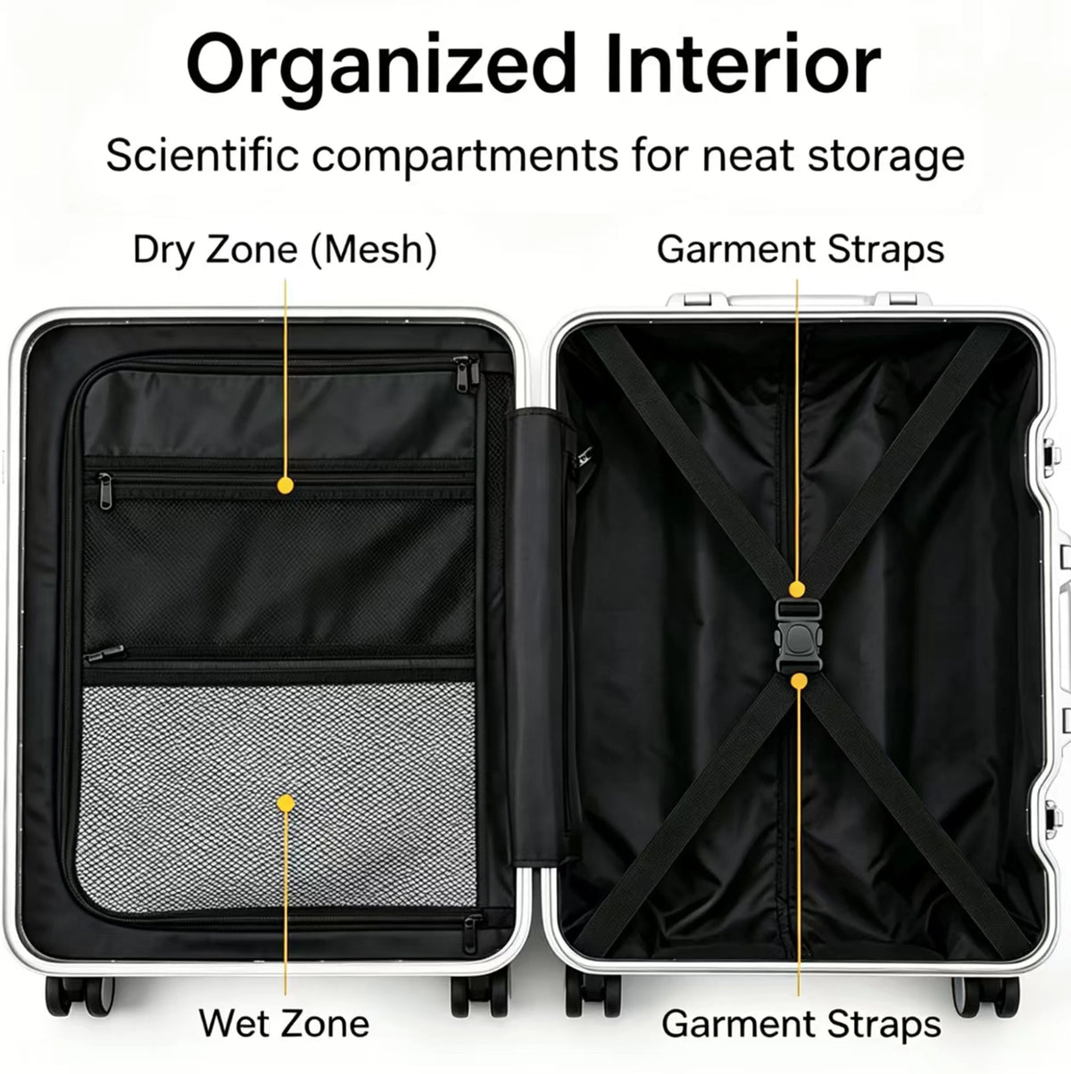 BunnyFly Aluminum Frame Front Opening Laptop Trolley Case Suitcase